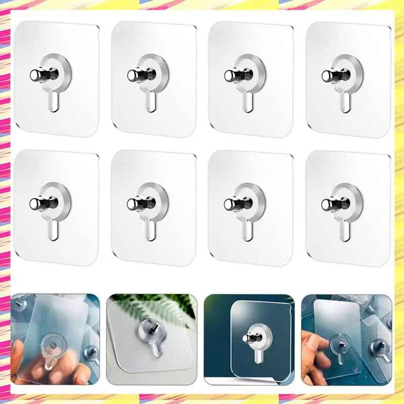 GlideHold® TransparentHook: Wytrzymały Przezroczysty Haczyk Ścienny - Bez Wiercenia