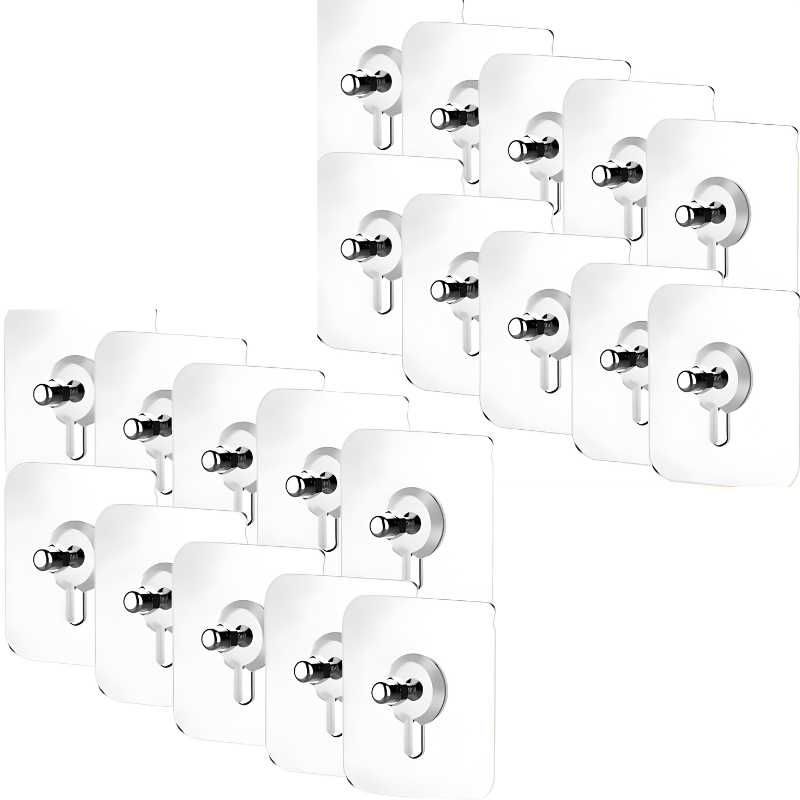 GlideHold® TransparentHook: Wytrzymały Przezroczysty Haczyk Ścienny - Bez Wiercenia