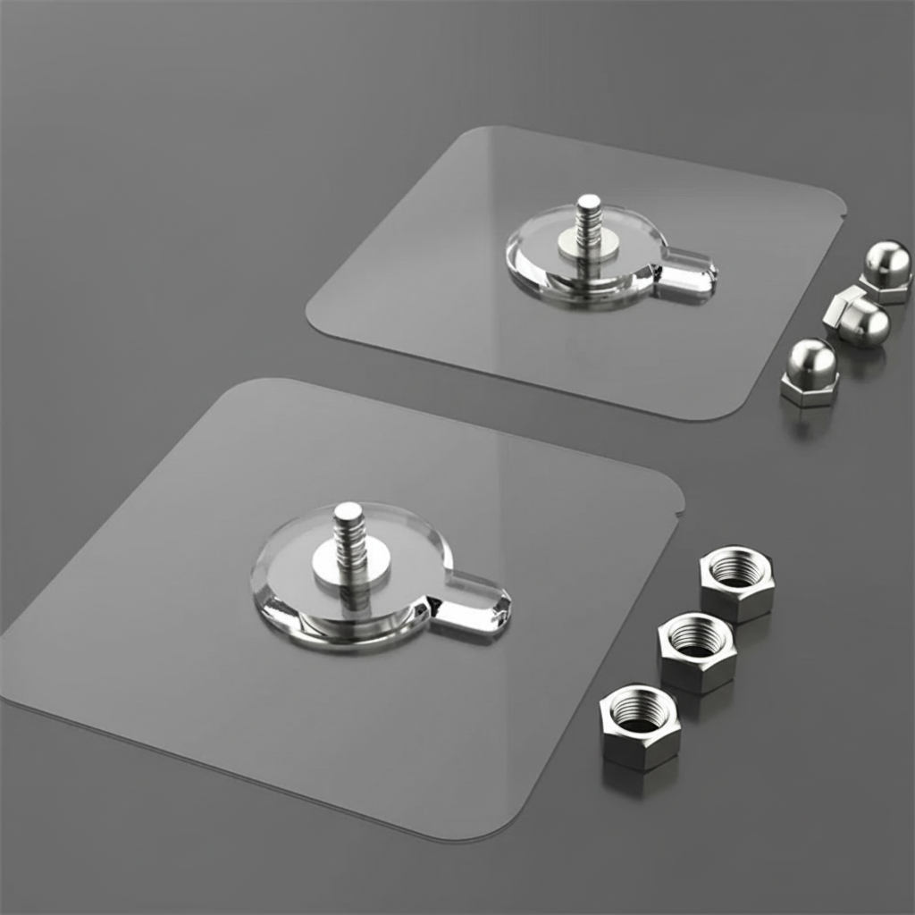 GlideHold® TransparentHook: Wytrzymały Przezroczysty Haczyk Ścienny - Bez Wiercenia