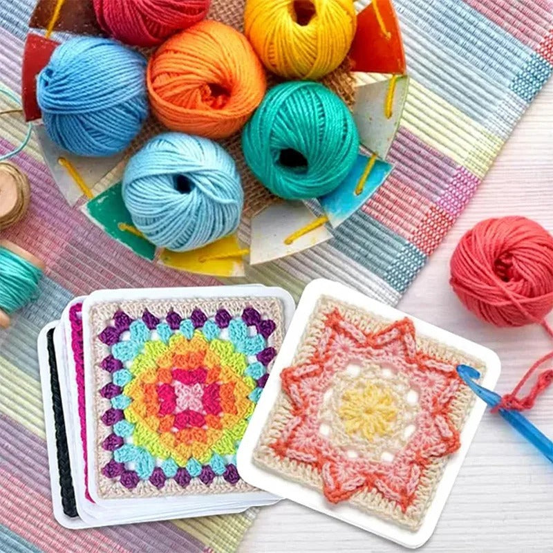 CrochetCards: Zestaw Kart z Wzorami - Przewodnik po Szydełkowaniu Kwadratów