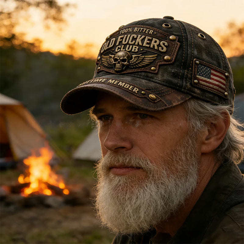 ⏳Oferta Czasowa: 50% Zniżki⏰ Czapka z Daszkiem Old Fuckers Club Vintage z Haftem🧢