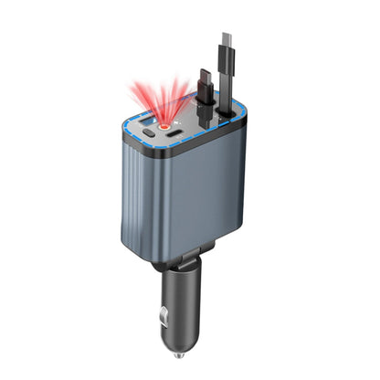 ✨Superszybka Ładowarka Samochodowa 4 w 1 (90W) – Zwijane Kable i Gwieździste Oświetlenie 🚗🌌