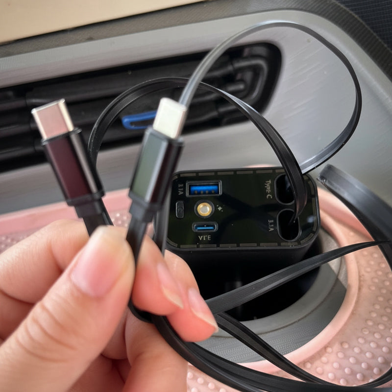 ✨Superszybka Ładowarka Samochodowa 4 w 1 (90W) – Zwijane Kable i Gwieździste Oświetlenie 🚗🌌