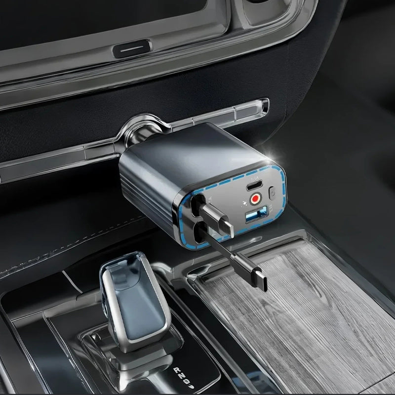 ✨Superszybka Ładowarka Samochodowa 4 w 1 (90W) – Zwijane Kable i Gwieździste Oświetlenie 🚗🌌