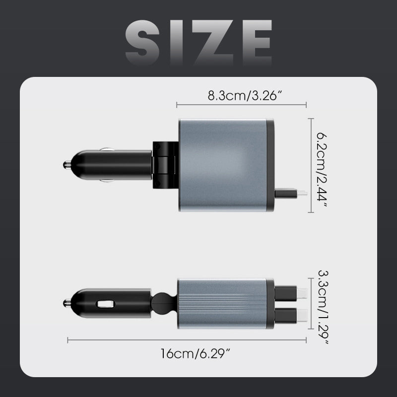 ✨Superszybka Ładowarka Samochodowa 4 w 1 (90W) – Zwijane Kable i Gwieździste Oświetlenie 🚗🌌